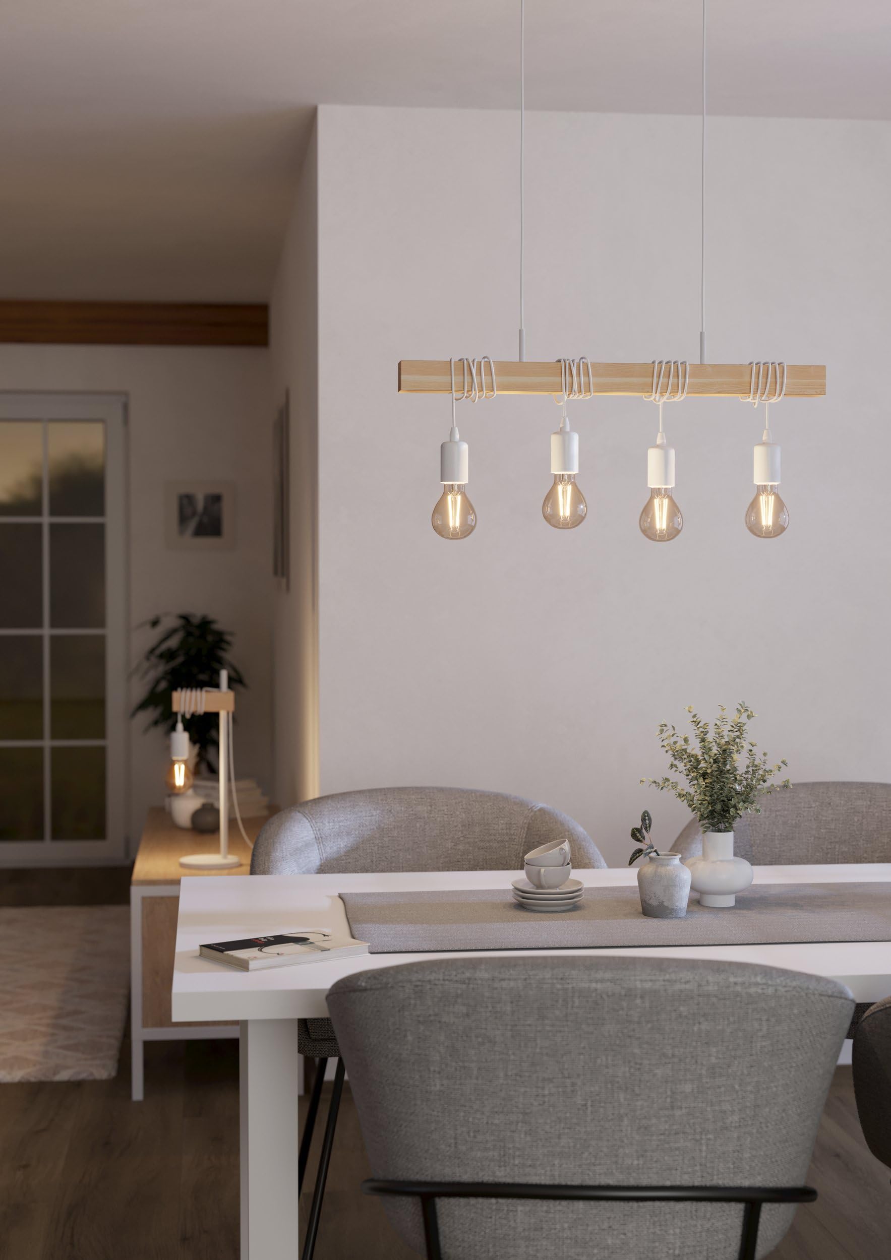 EGLO Townshend LED Hängelampe - 4-flammige Vintage Pendelleuchte Für Esstisch