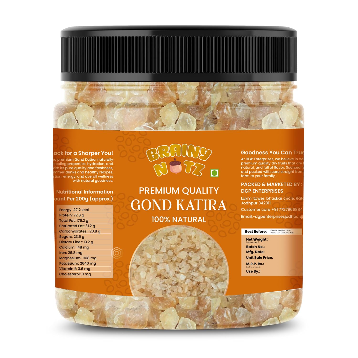 Brainy Nutz Gond Katira 250g | Premium Natural Tragacanth Gum | Edible Gond Katira Crystals | Cooling Summer Drink Ingredient | Natural Dietary Fiber Supplement-image-41