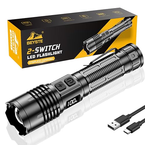 BEYSTE Taschenlampe LED Aufladbar 1000000 Lumen Extrem Hell - 1500m