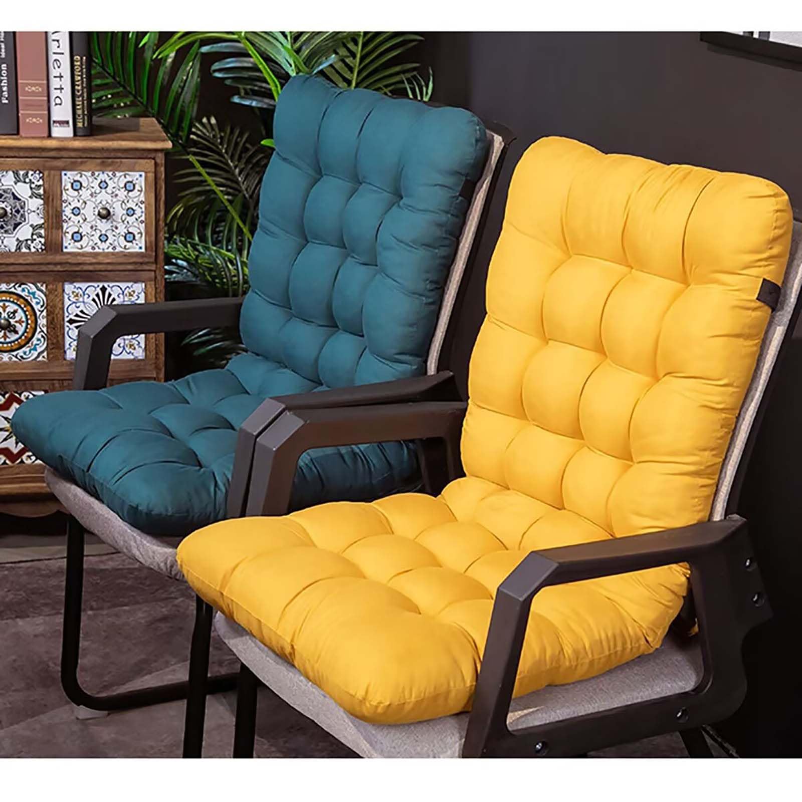 Coussin de chaise à bascule avec attaches – Coussin épais à dossier haut pour canapé, chaise d'extérieur – Bleu gris