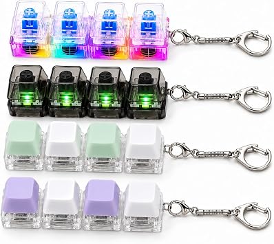 4 Keyboard Fidget Toy LED Clicker Keychain Set for Adults Stress Relief