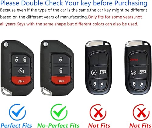 Miniatura 3 de Funda para llavero Jeep con llavero, funda de protección de TPU suave para Wrangler JL Gladiator JLU JT Sahara Rubicon, Negro -