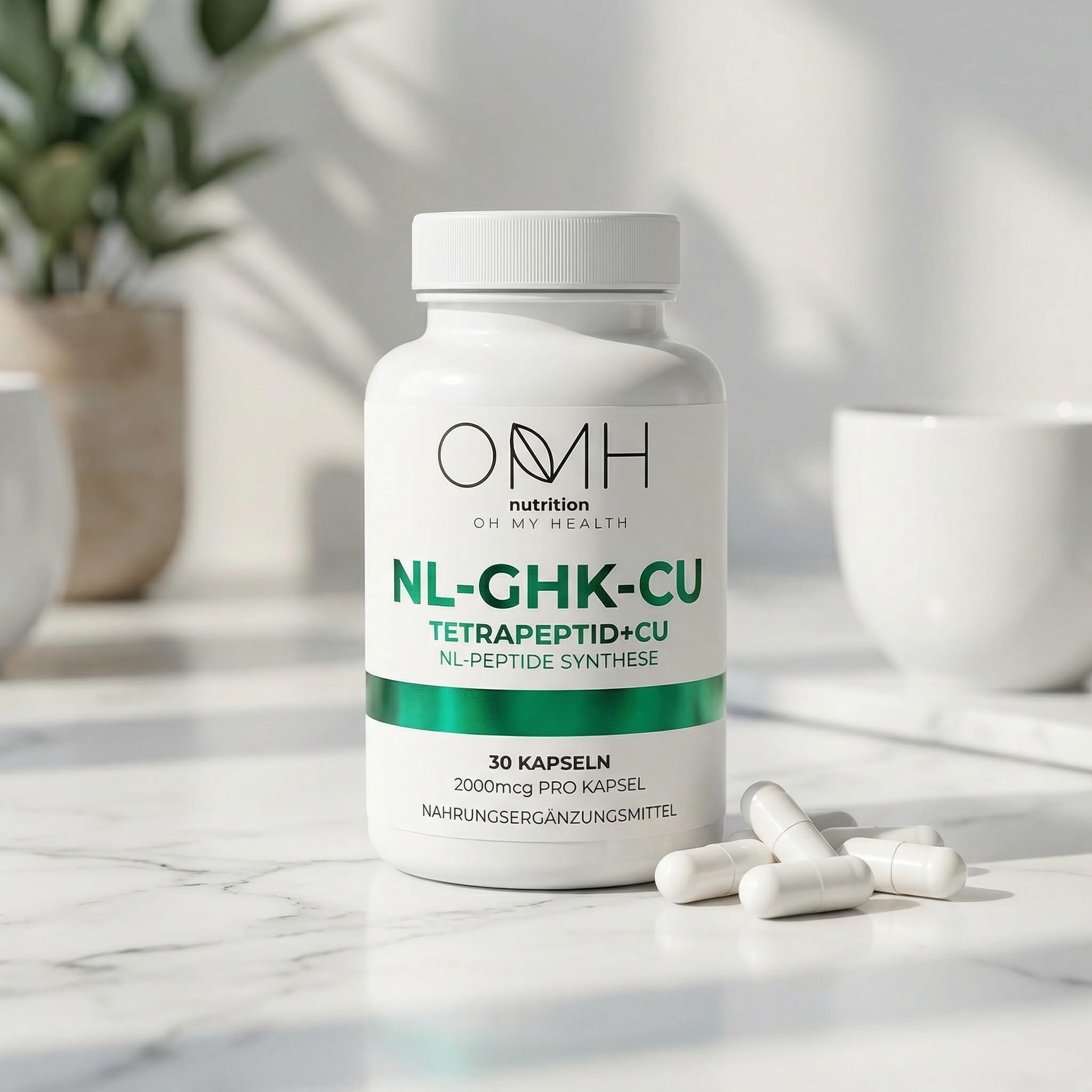 OMH nutrition NL-GHK-CU Tetrapeptid mit Kupfer, 30 Kapseln, 2000mcg pro Kapsel, Nahrungsergänzungsmittel, Laborgeprüft
