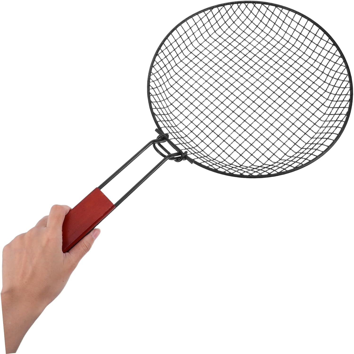 Unomor 2pcs Stainless Steel Grill Basket Round Bbq Grilling Basket with Cool Handle for Even Heat Distribution for Outdoor Cooking and Frying Vegetables Fish and More