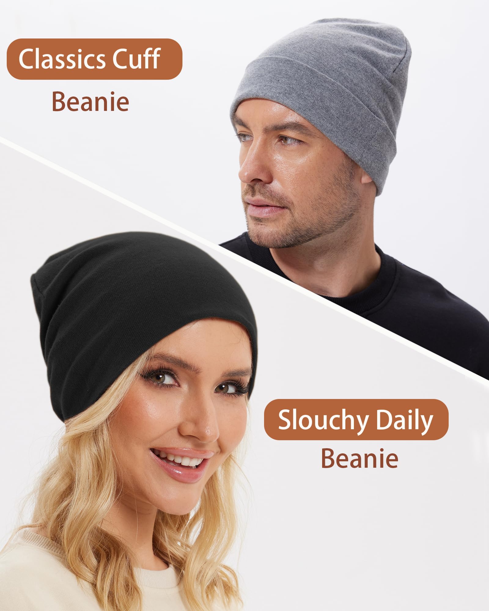 choshion Thin 100% Cotton Fine-Knit Beanie Hat-Lightweight Ultra Soft Slouchy Daily Cuffed Beanies Hats Chemo Skull Cap — view 3