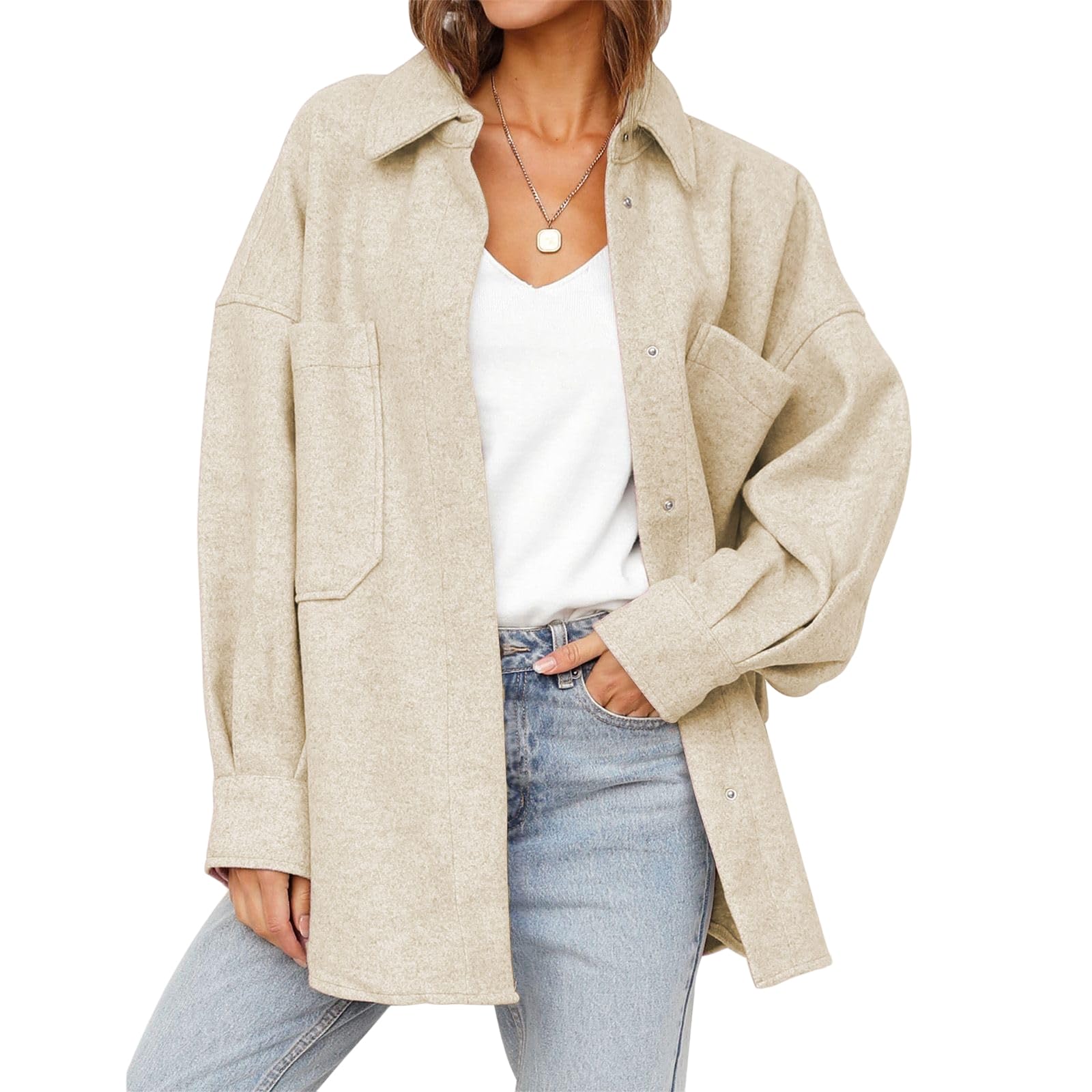 Womens Pea Coat Plus Size Lapel Single Breasted Trench Coats Winter Warm Solid Color Long Sleeve Wool Blend