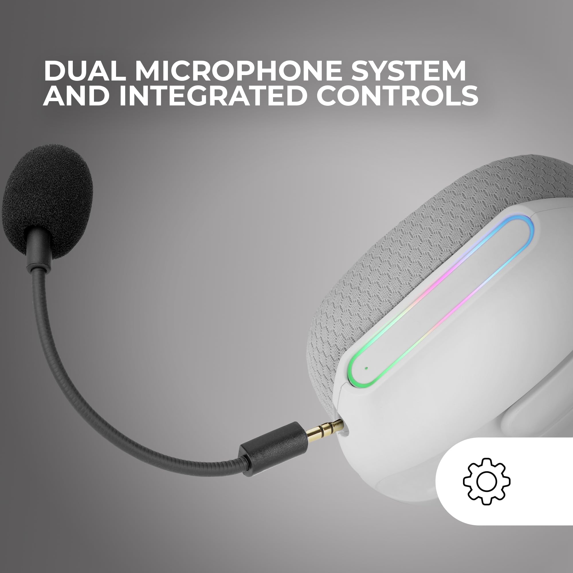 Mars Gaming MHW-PRO, Bezprzewodowe Słuchawki Gamingowe ARGB Flow, Dźwięk 3D Surround 7.1, Bluetooth 5.3 + 2.4GHz + Jack 3.5mm, Ultralekki Ergonomiczny, Podwójny Mikrofon, Multiplatformowe, Białe