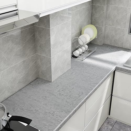 Miniatura 2 de CRE8TIVE Papel tapiz de hormigón gris de 24 x 118 pulgadas de ancho, despegar y pegar, papel de contacto de cemento extraíble, textura gruesa,