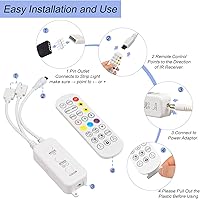 Vista 7 de LED Remote Replacement with Controller, Bluetooth RGB LED Controller Set with APP/Music Sync Only Compatible with 12V 10mm RGB LED Lights Strip