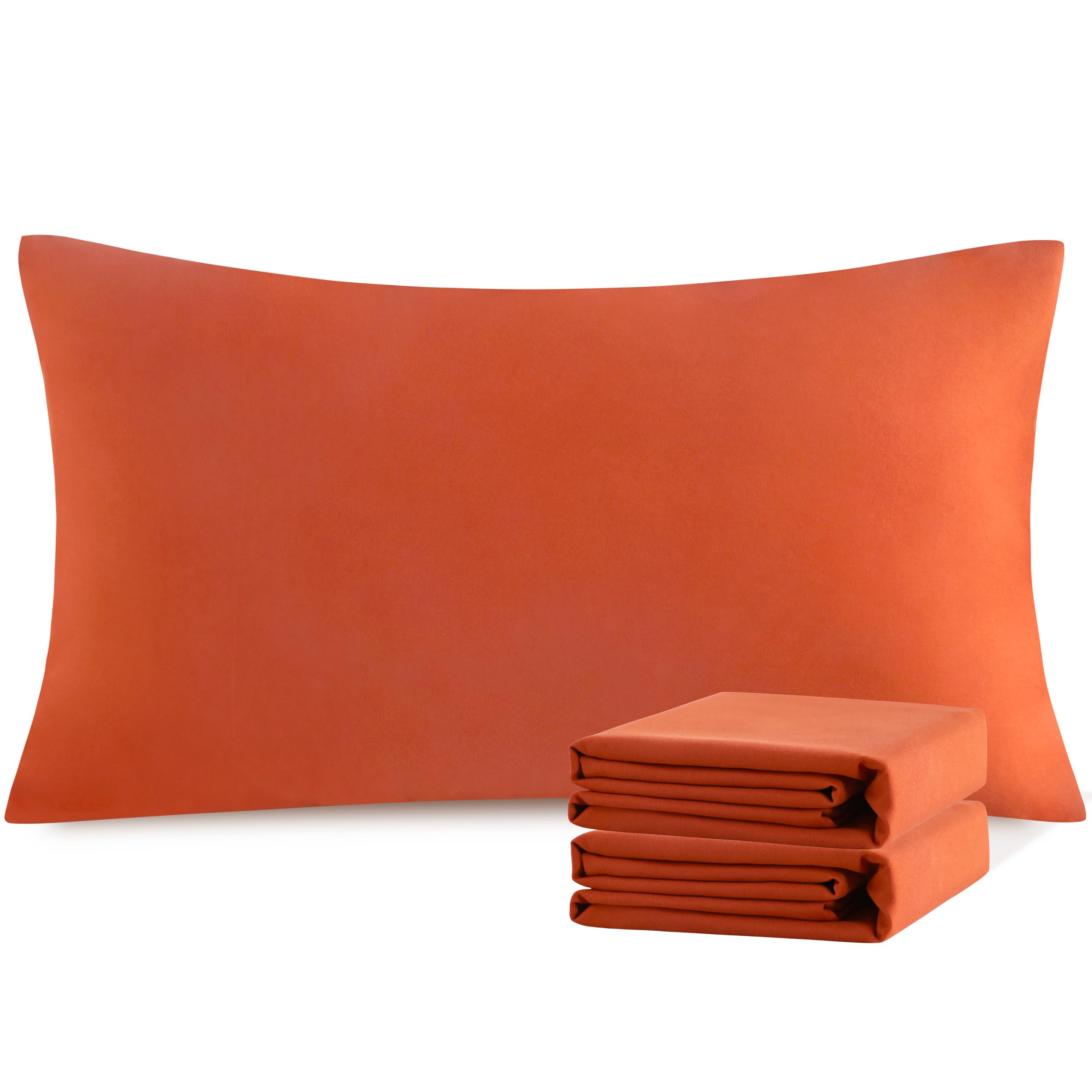 NTBAY King Pillowcase Set - 2 Pack Brushed Microfiber 20x40 Pillowcases - Soft, Wrinkle-Free, Fade-Resistant, Stain-Resistant, Brunt Orange Pillowcases with Envelope Closure - 20x40 Inches