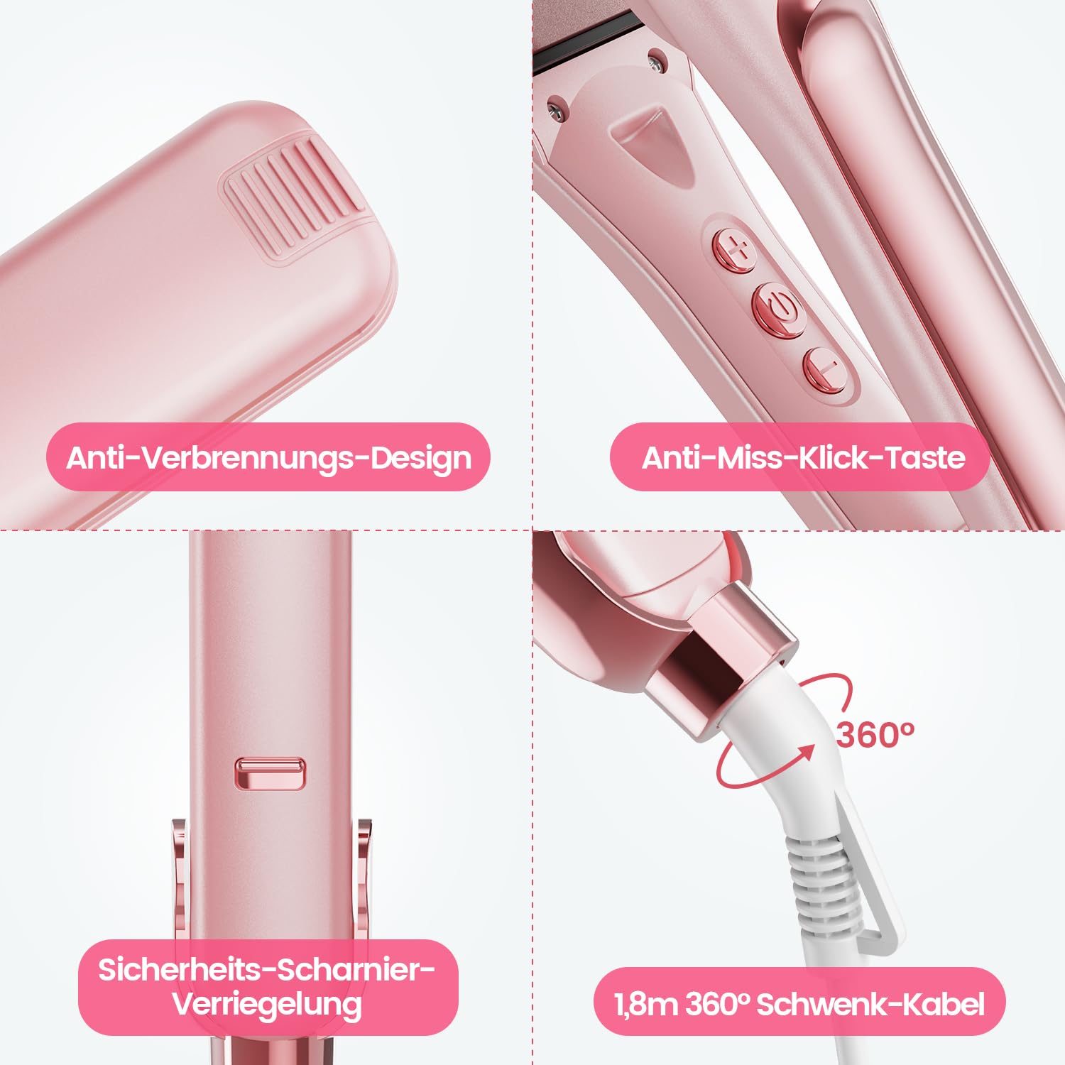 Dekuri Fer à lisser et fer à friser 2 en 1, plaques de 42 mm de large, fer à lisser en céramique à base d'eau pour cheveux épais et longs, idée cadeau élégante pour femme, surprise pour petite amie et | Fer à lisser en céramique à base d'eau pour boucler