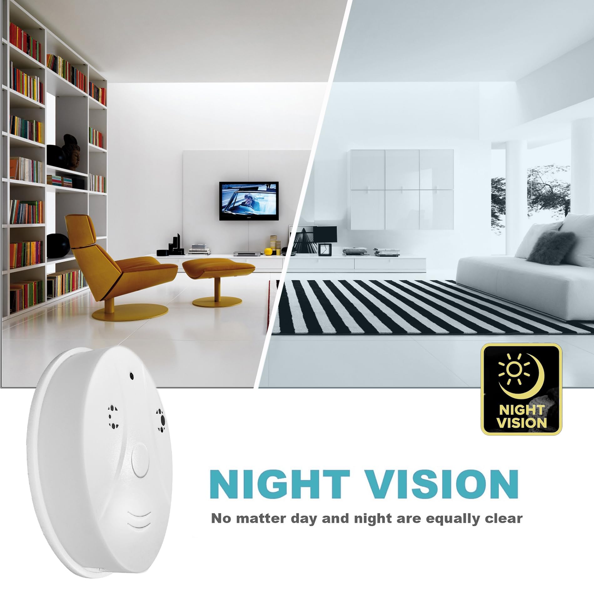 Wireless Security Camera ，Indoor Camera Smoke Dome Surveillance System with Night Vision,Motion Detection, for Home Business, Baby Monitor - 4
