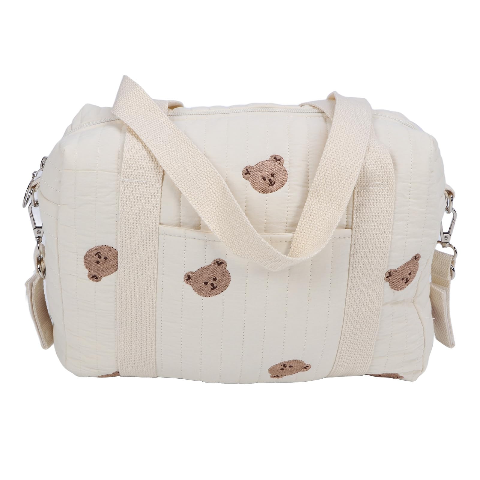 Borsa per passeggino, multifunzione, universale, per passeggino, con ricamo, riutilizzabile, borsa per pannolini (borsa a forma di orso)