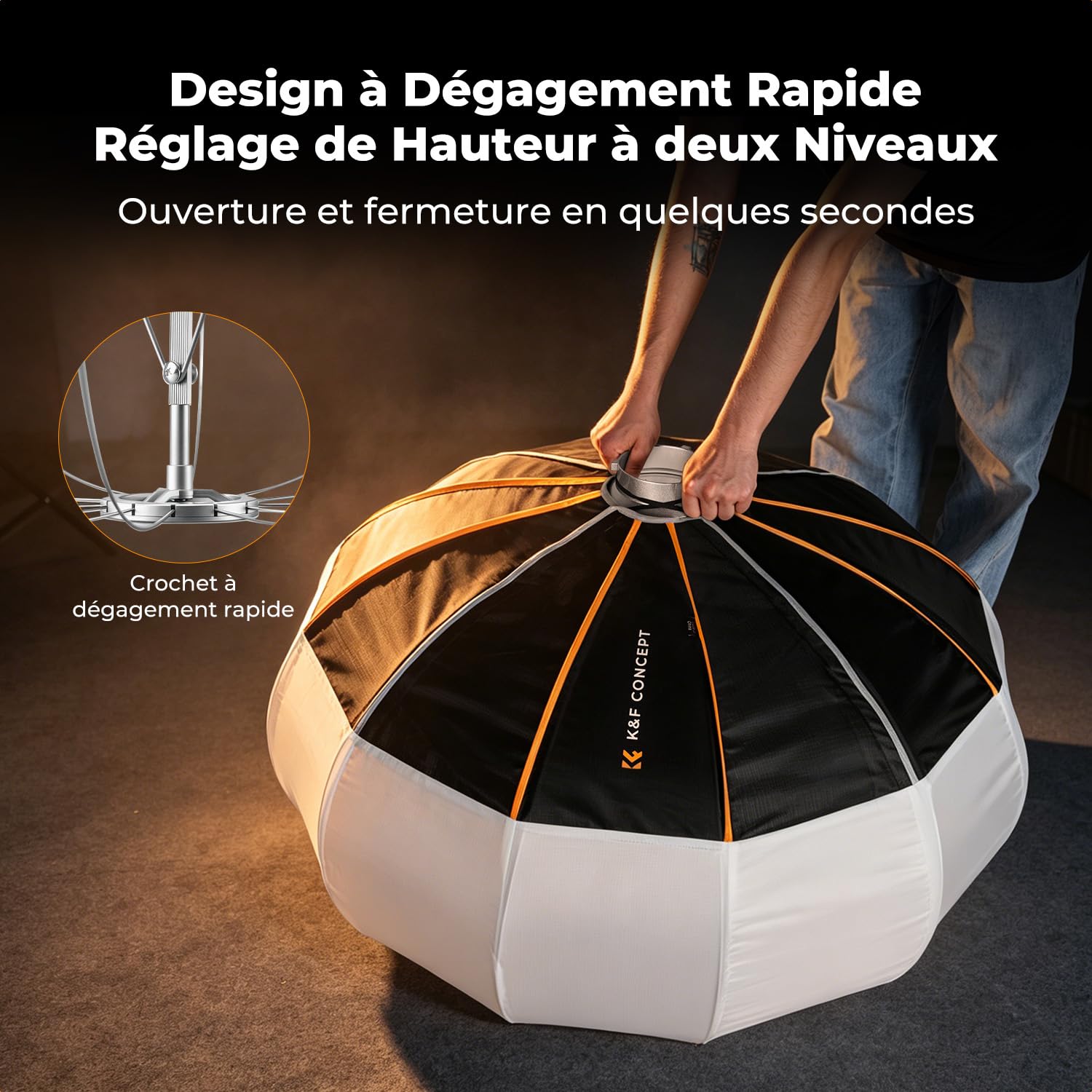 K&F Concept Softbox Lanterne, 90cm, Profondeur Réglable, Dégagement Rapide