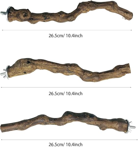 Allazone 5 PCS Perchoir Perroquet, Jouets Oiseaux en Bois, Jouet à Suspendre pour Perroquet, Bois Pieds Perchoirs, Balançoires, Échelles, Perché - 4