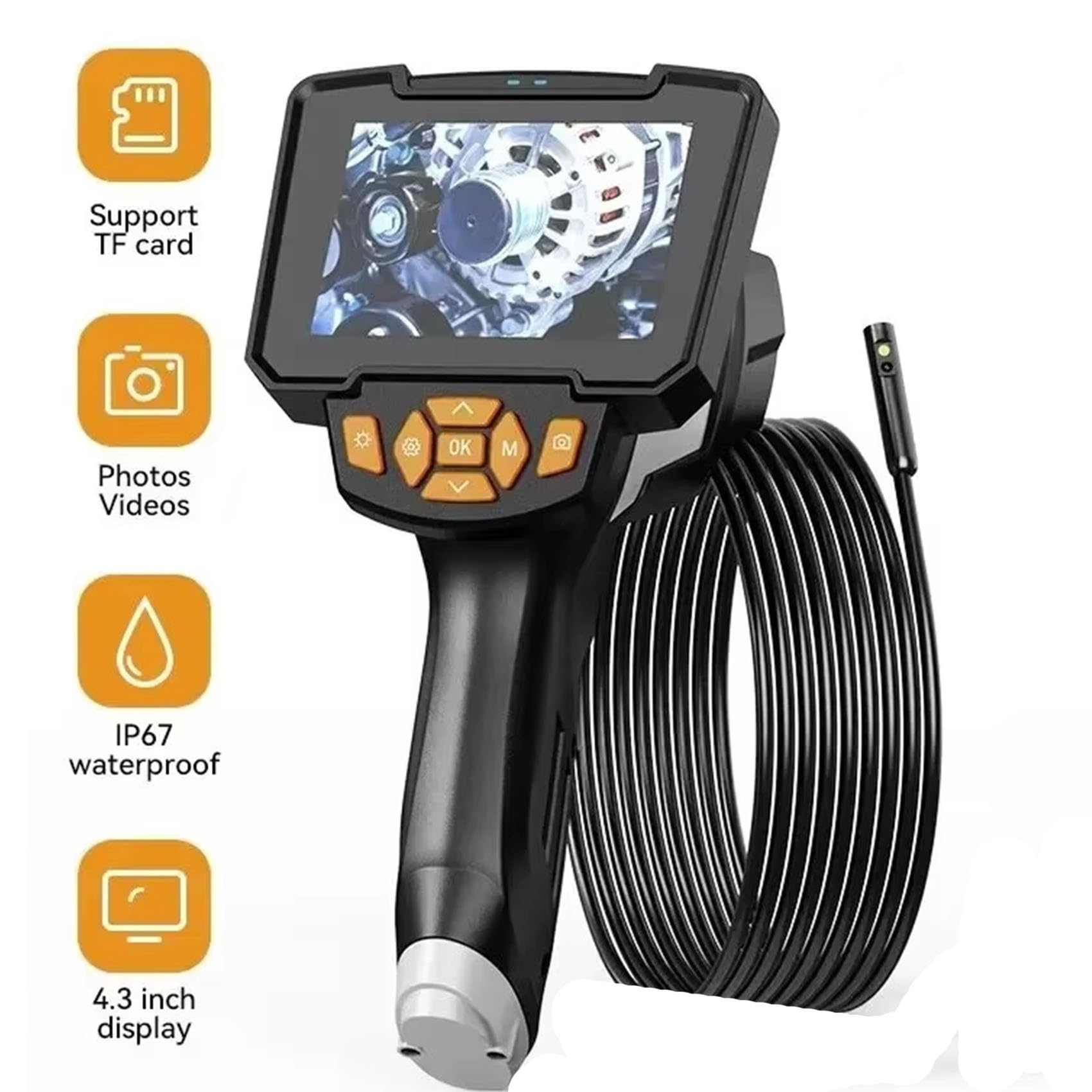 HYZHANHONG 1m, Single Lens Handheld Sewer Inspection Camera, 1080P High-Definition Endoscope with Light, 4.3-Inch Color LCD Screen Industrial Endoscope, Drainage Pipe Snake Shaped Camera