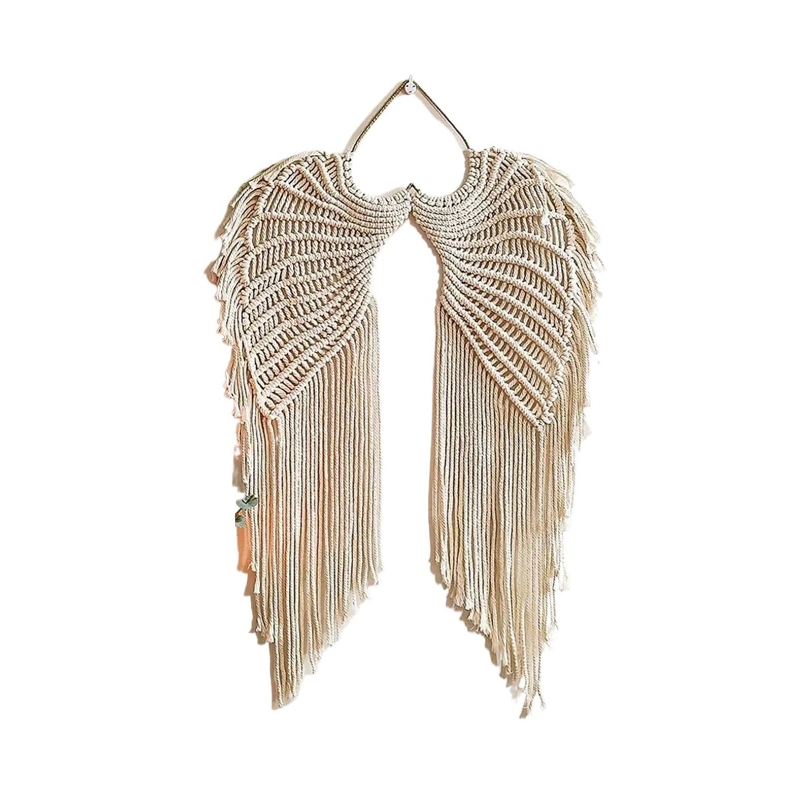 FGUJSUR Tapestry Wall Hanging Angel Wings Macrame Wall Hanging Dream Catcher Boho Decor Handmade Home Ornament Decoration Art Craft