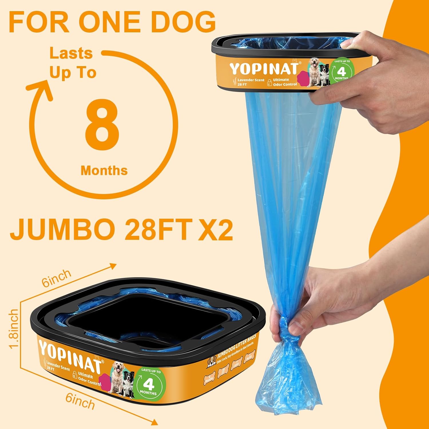 Stay Fresh: Jumbo Square Lavender Scented Refill Bags for Pet Waste Disposal