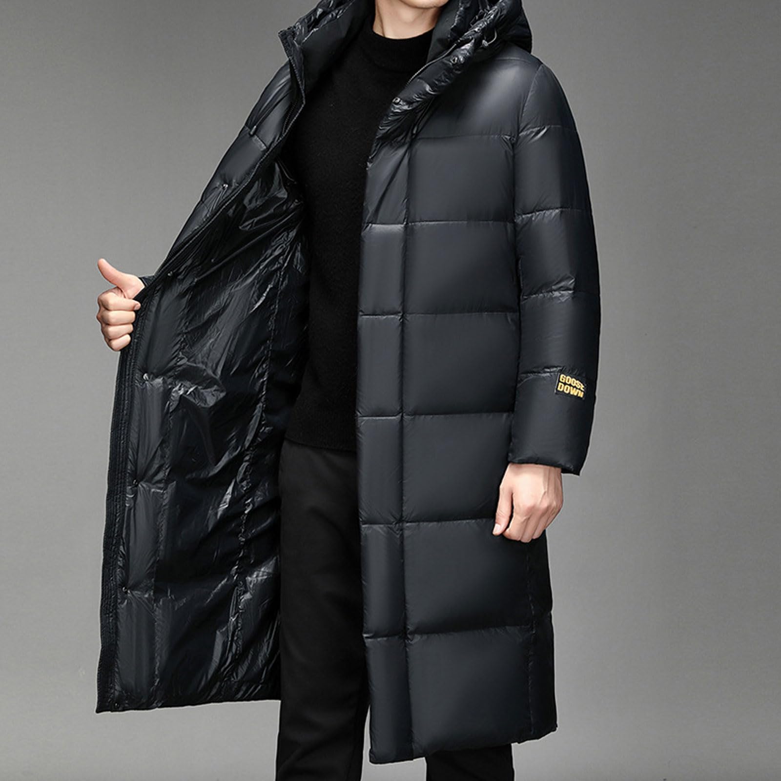 Abrigo con Capucha de Invierno Acolchado Brillante para Hombre Mujer Chaqueta Acolchada Cremallera Completa metálica Talla Grande cálido