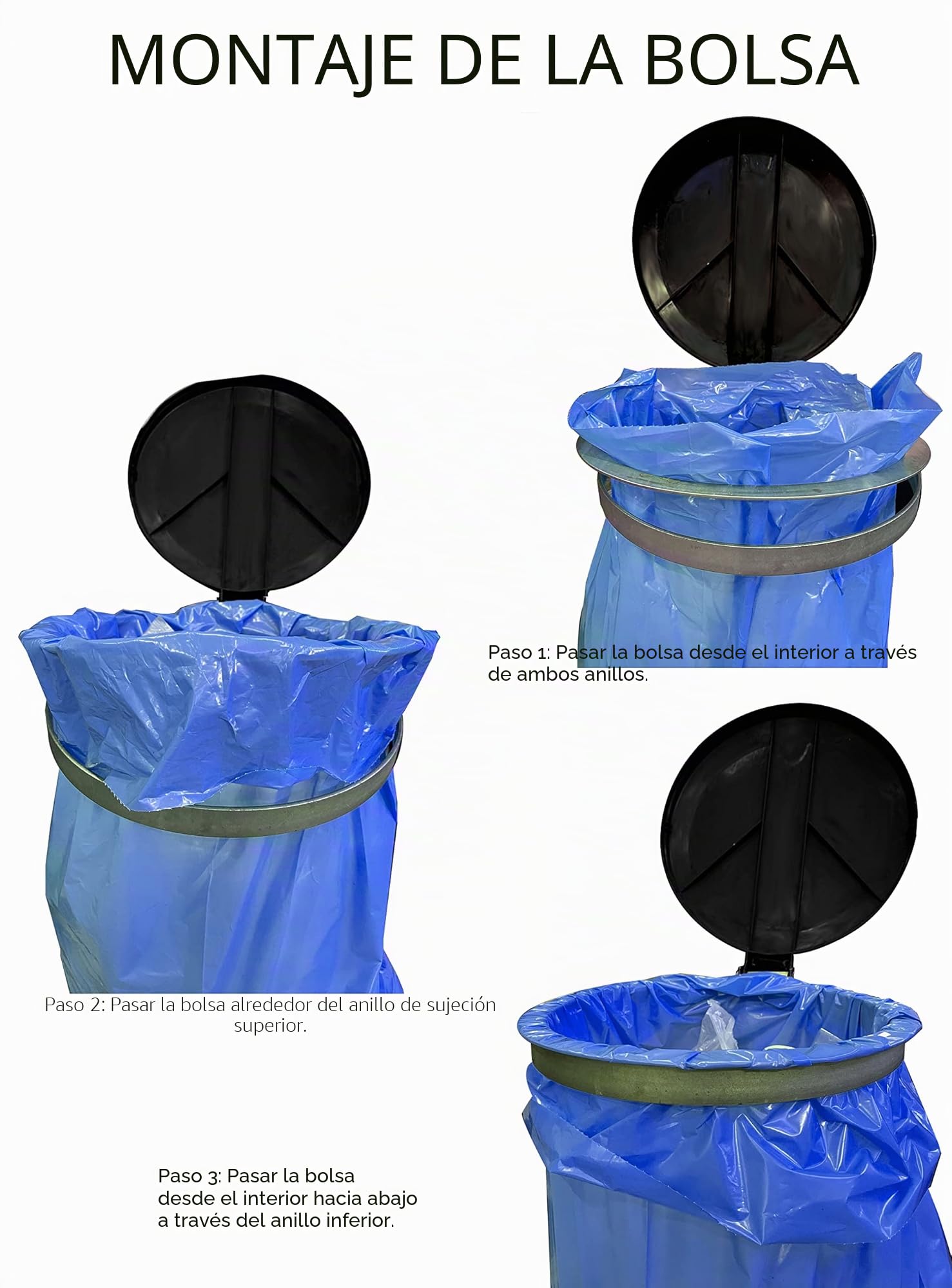QUICK STAR Soporte de Pared para Bolsa de Basura con Tapa | Porta Bolsas Metálico de 120 litros | Soporte Resistente de Acero | Sostenedor de Bolsa Amarilla 120L | Contenedor de Residuos