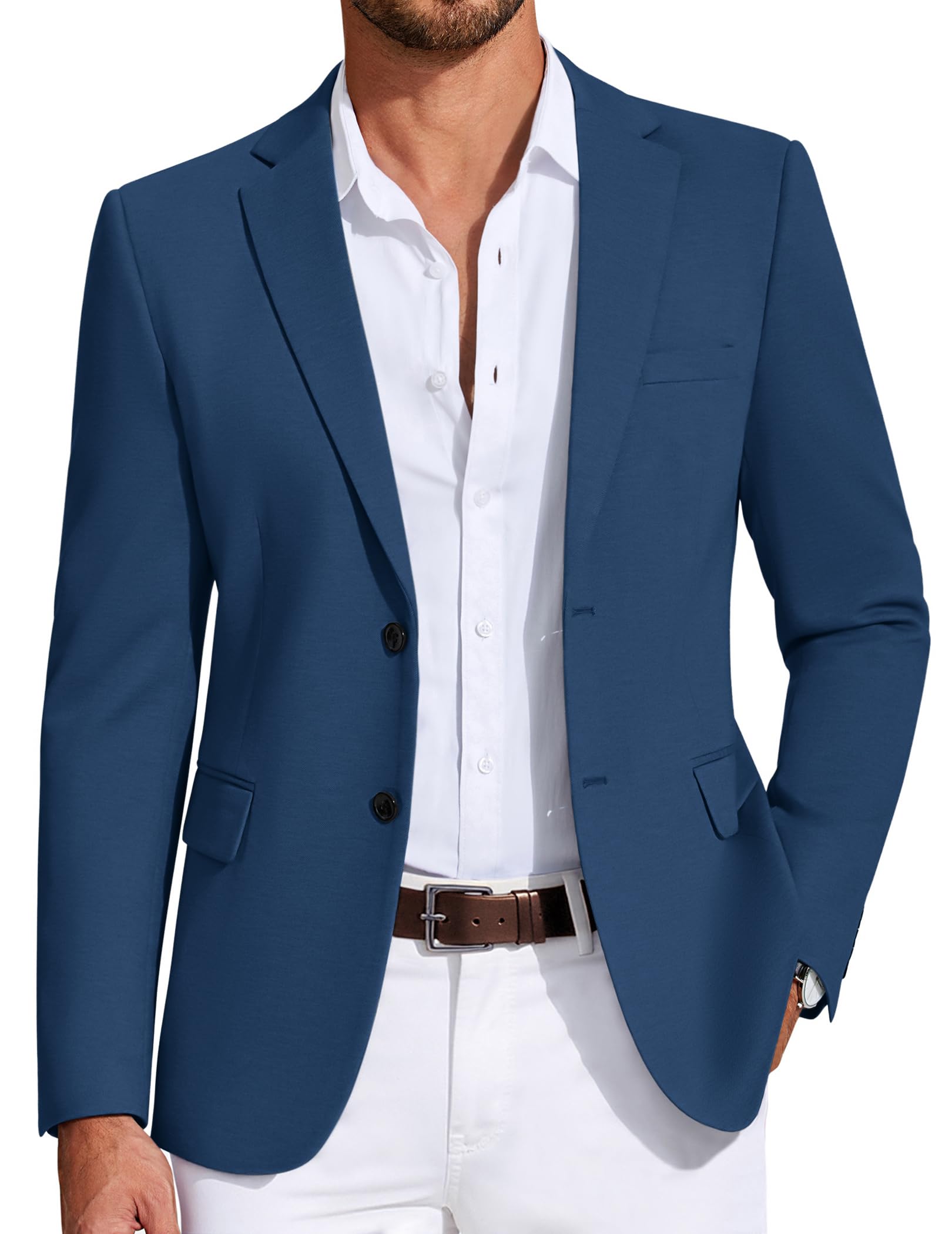 COOFANDY Mens Casual Blazer Knit Sport Coat Lightweight Two Button Suit Jacket