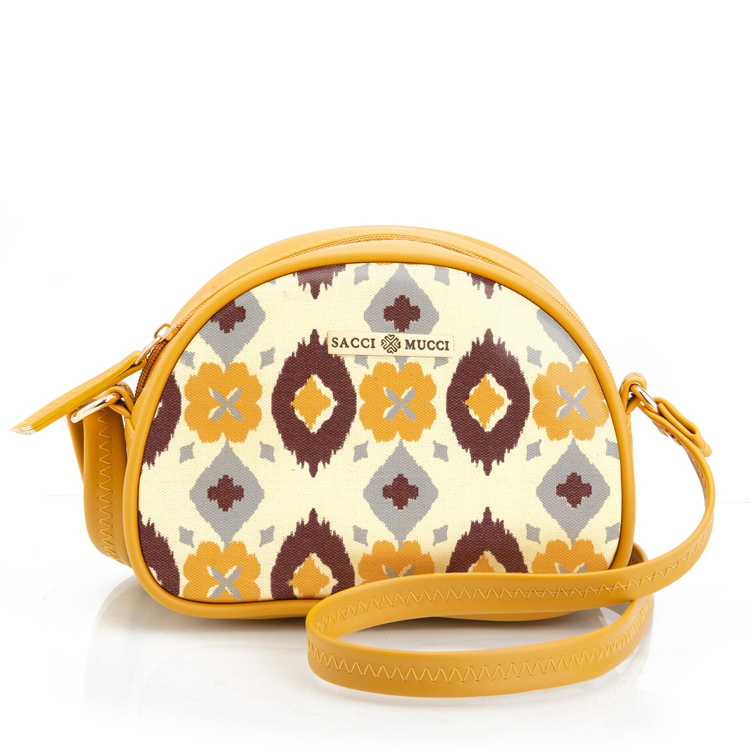 SACCI MUCCI Womens Sling Bag | Bag for Girls | Crossbody Handbag | Printed Sling Crossbody Bag | Best Gift for Girls - Ikat (Mustard) (B0C9HP3LBN) Amazon Price History, Amazon Price Tracker