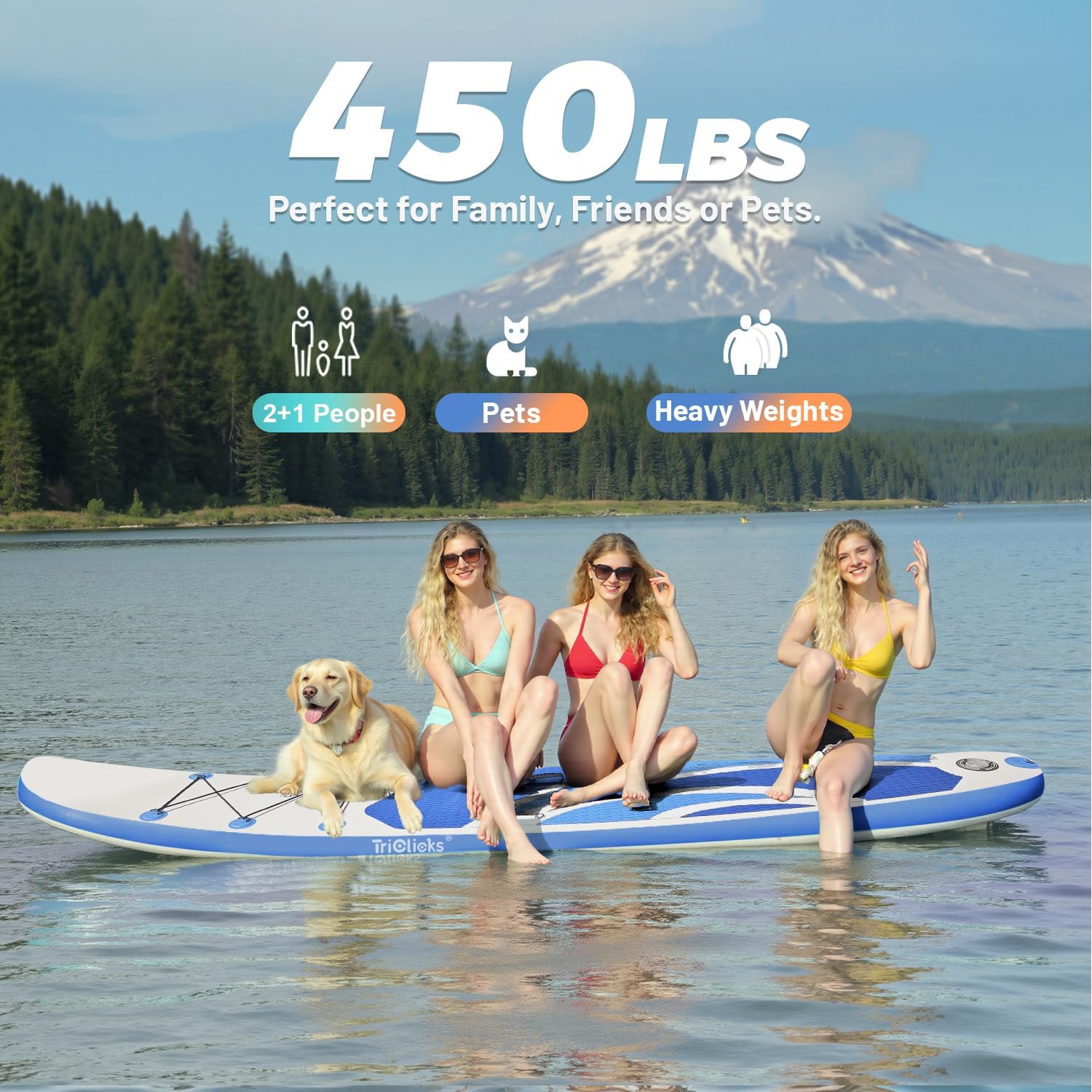 Triclicks Inflatable Stand Up Paddle Board 10ft Surfing Board Kit for Adults, Premium SUP Complete Kit with Adjustable Paddle Hand Pump Fin Leash Backpack