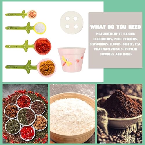 Miniatura 5 de DOERDO - Cucharas medidoras de cerámica con soporte, cucharas de medición de flores para azúcar salada, juego de cucharas en forma de maceta,
