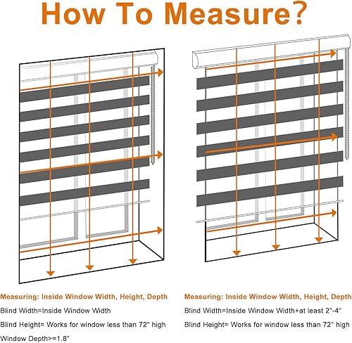 Miniatura 6 de Persilux Persiana enrollable opaca y traslúcida, cebra, 22 pulgadas de ancho x 64 pulgadas de alto, blanco, filtro y control de luz, día, noche,
