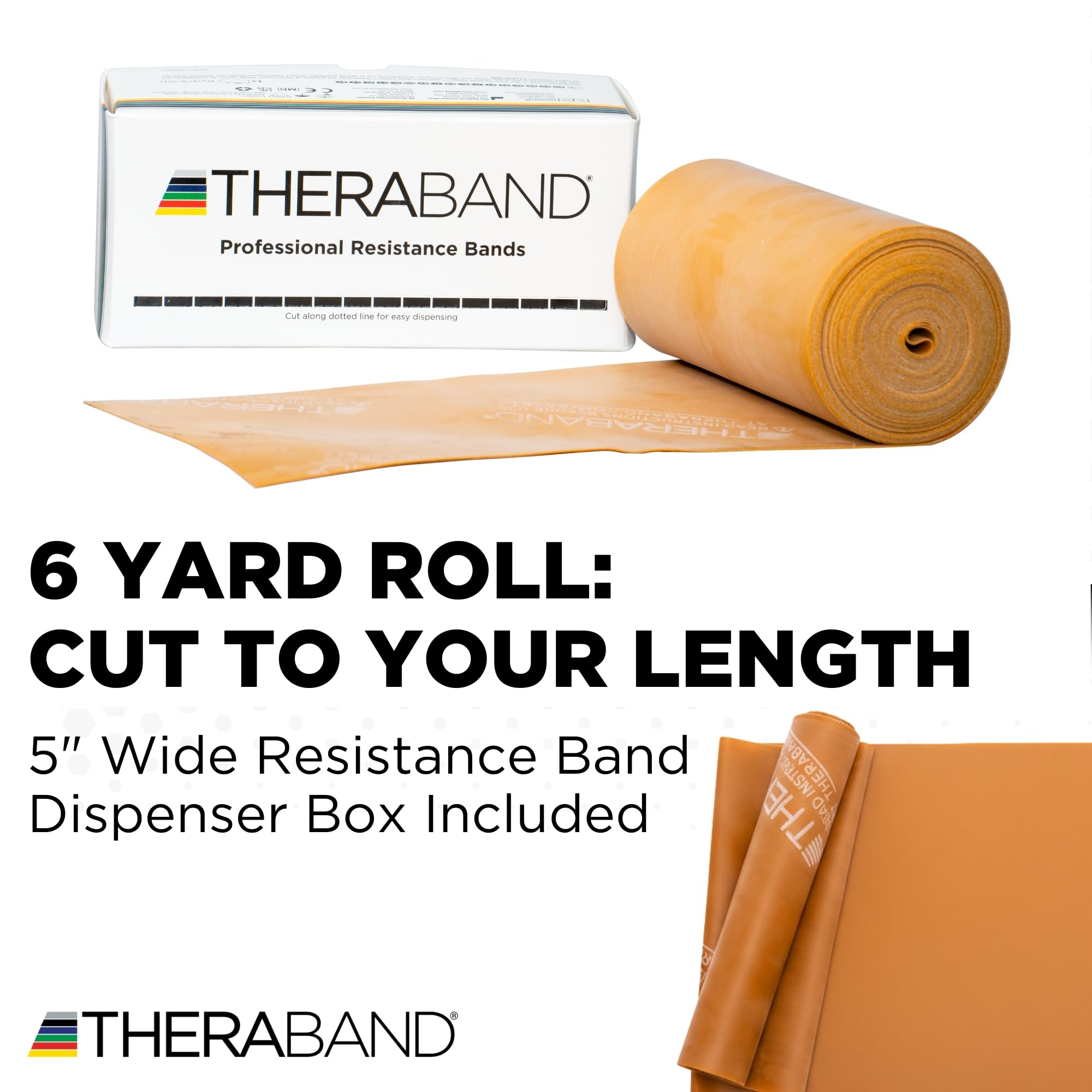 TheraBand Fascia di resistenza in lattice – Fasce elastiche per esercizi e fisioterapia professionale, fascia per esercizi per riabilitazione, pilates, allenamento e recupero della mobilità – rotolo