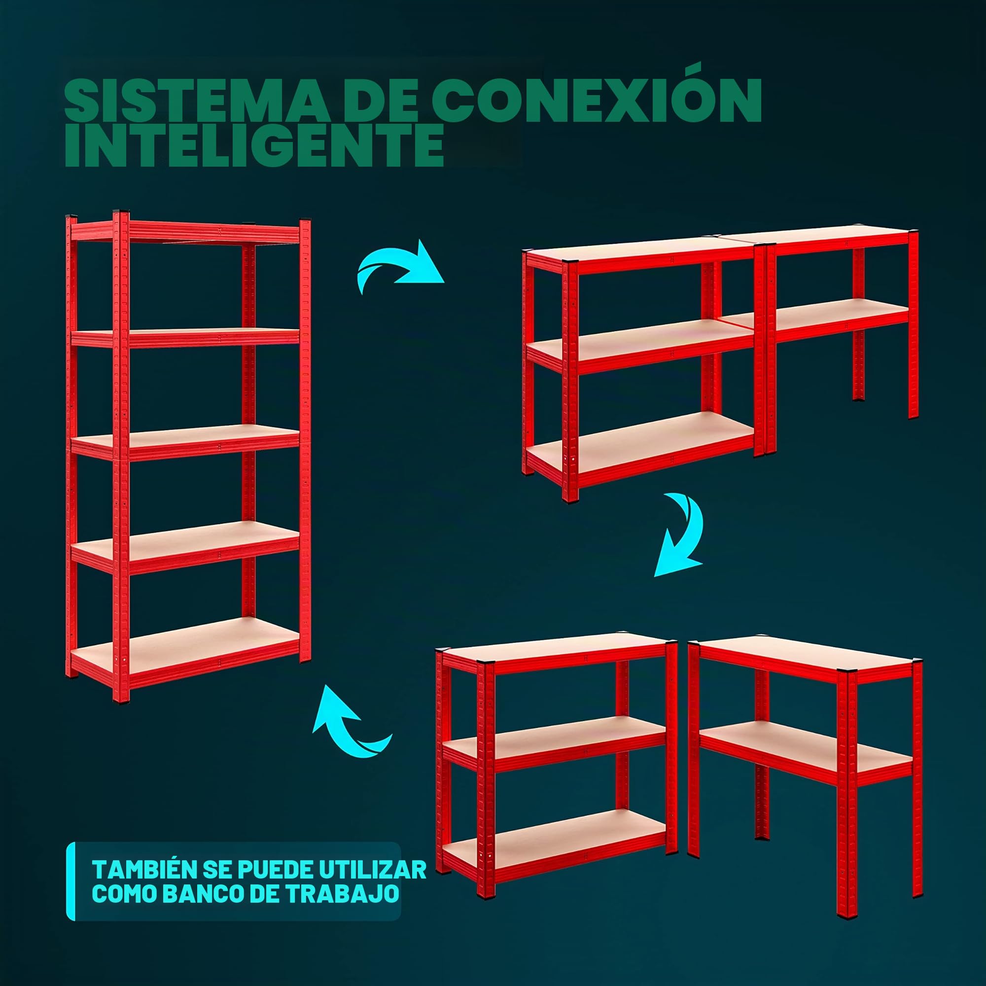 Deuba 2x Estanterías Metálicas 180x90x40cm 875kg Rojas Estantería para Cargas Pesadas 5 Estantes Taller