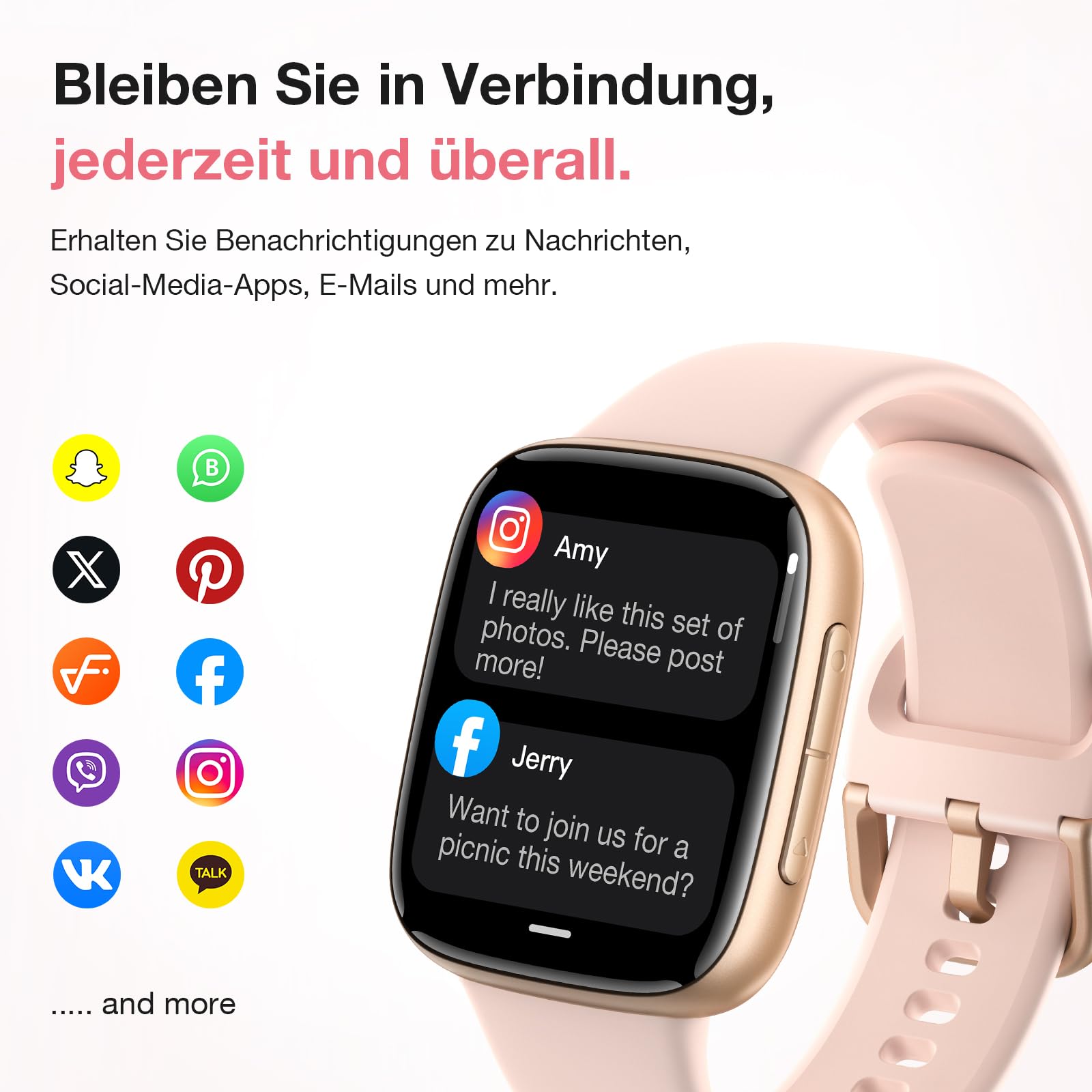 Smartwatch Damen Herren, 1,85″ AMOLED Touchscreen, Fitness Tracker mit Bluetooth Anrufen & KI, Herzfrequenz, SpO2, Schlaf- & Frauenzyklus-Tracking, 100+ Sportmodi, 3ATM Wasserdicht für iOS & Android