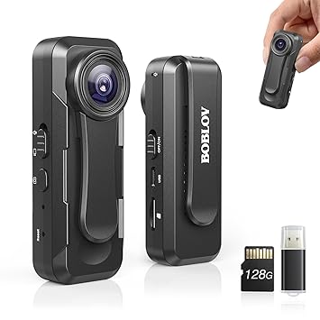 BOBLOV W1 1080P Body Camera, Wearable 128GB Camera Support 90 Minutes with Loop Recording, Easy to Use and Take for Traveling, Walking, Law Enforcement and Outdoors Activities