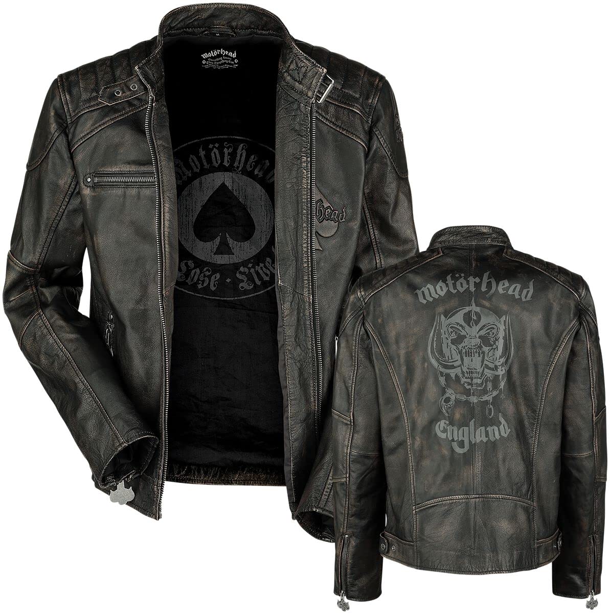 Motörhead England Männer Lederjacke schwarz M 100% Leder (Büffel) Band-Merch, Bands