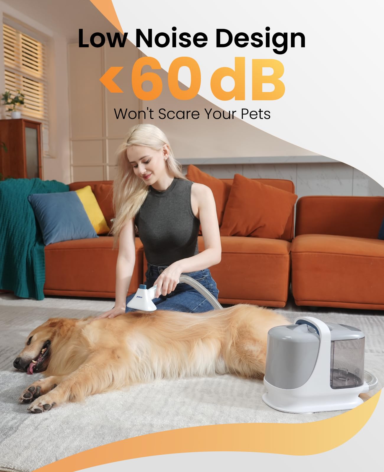 oneisall Dog Grooming Vacuum, 13000Pa Powerful 3L Dust Cup Pet Vacuum with Clipper Nail Grinder & Shedding Brush, 7 in 1 Dog Grooming Kits, Quiet, Large Capacity 3 Suction Levels, BM3 - image 6