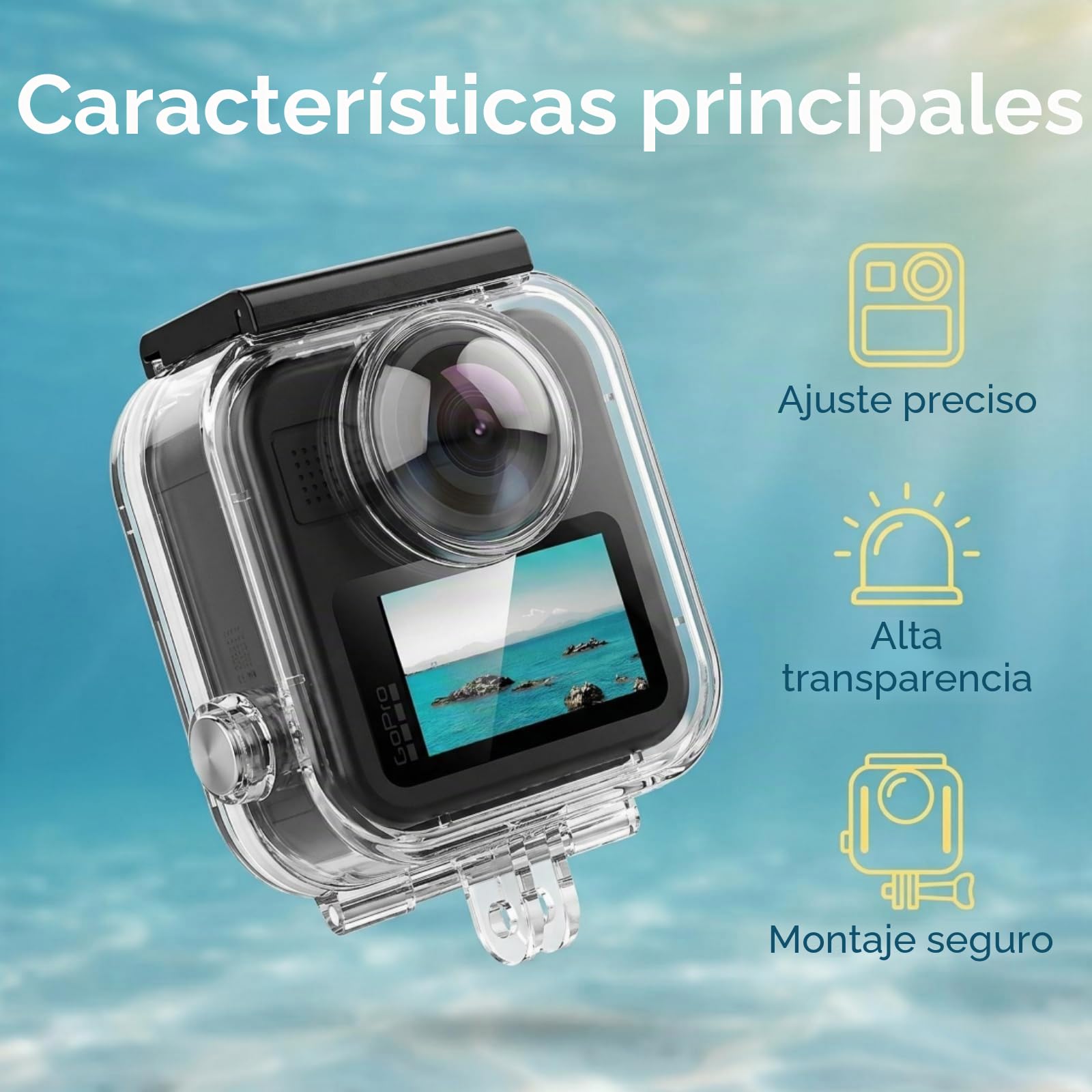 Funda Impermeable para GoPro MAX 2, 45M Funda de Buceo Subacuático Carcasa Funda Protectora Dive Case Accesorios para GoPro MAX 2