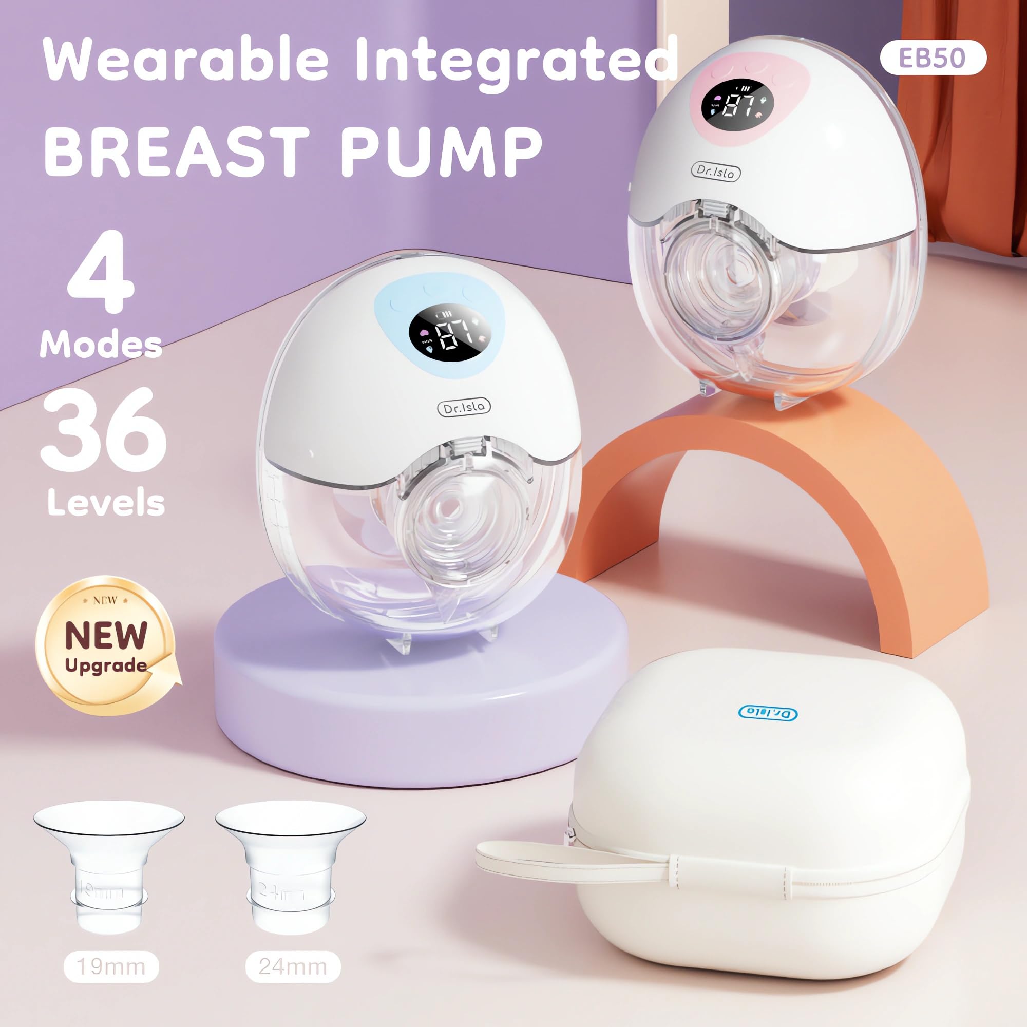 Dr.isla Tire-lait électrique portable, 3 modes et 9 niveaux, léger, 230 g, mains libres, ajustement confortable, silicone sans BPA (bleu)