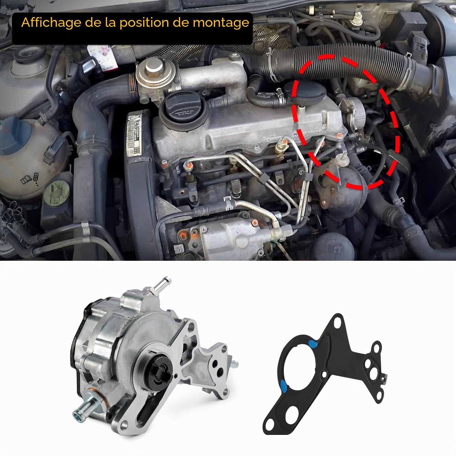 Pompe à vide 038145209Q - Système de freinage Pompe à vide essence Convient pour VW, pour Skoda, pour Seat, pour Ford, pour Audi, pour Passat 1.4 1.9 2.0 TDI 038145209A, 038145209E