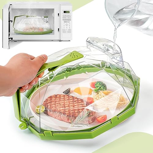 Miniatura 1 de Cubierta para salpicaduras de microondas para alimentos, versión mejorada de 10 pulgadas, cubierta de salpicaduras de microondas con vaporizador de
