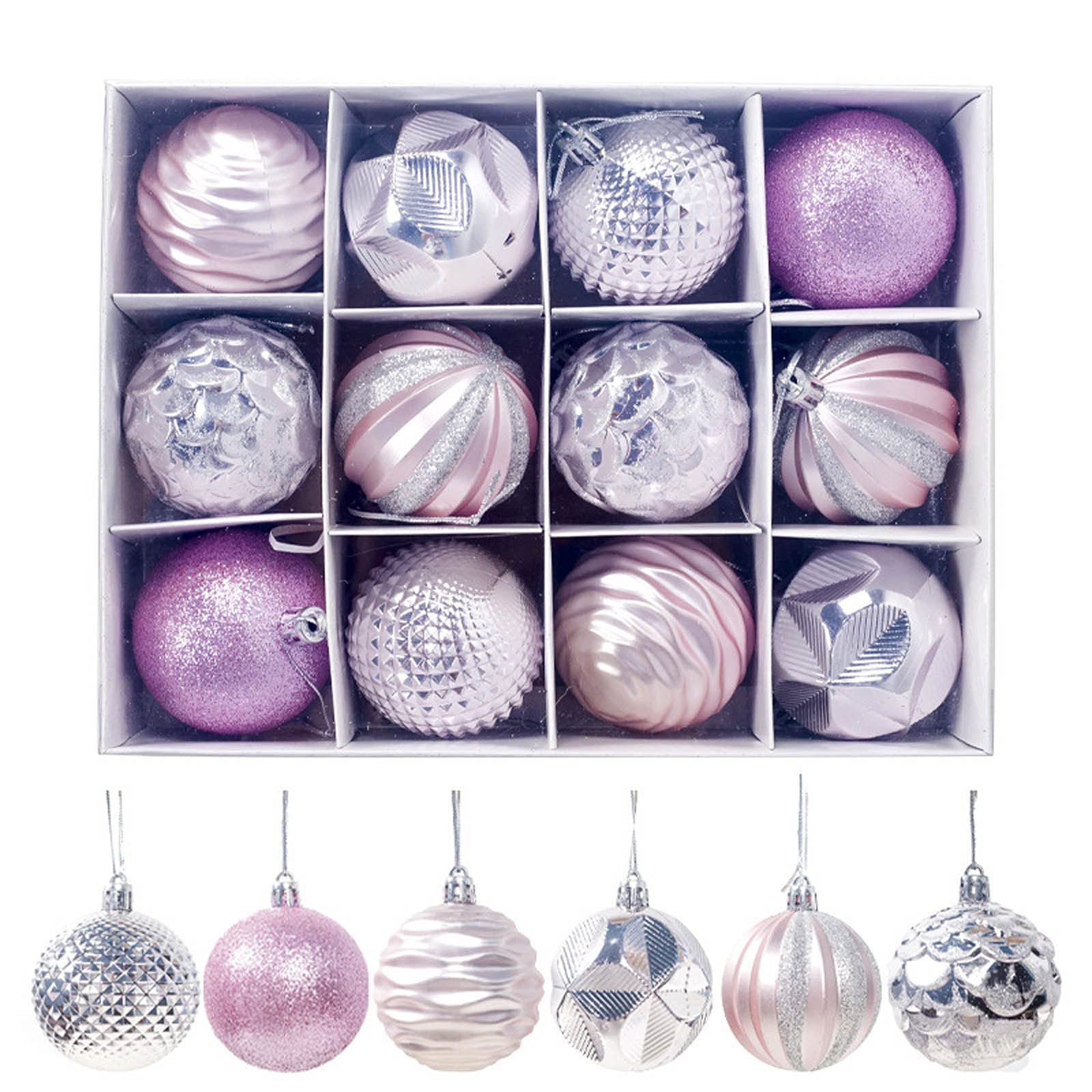 Christmas Baubles 12PCS Xmas Tree Bauble Hanging Loop Shatterproof Ornamets Personalised Christmas Decorations โ image 1