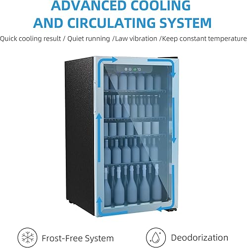 Miniatura 39 de Refrigerador compacto para bebidas, 24 latas/0.9 pies cúbicos con puerta frontal de vidrio para refrescos, cerveza o vino, refrigerador pequeño para