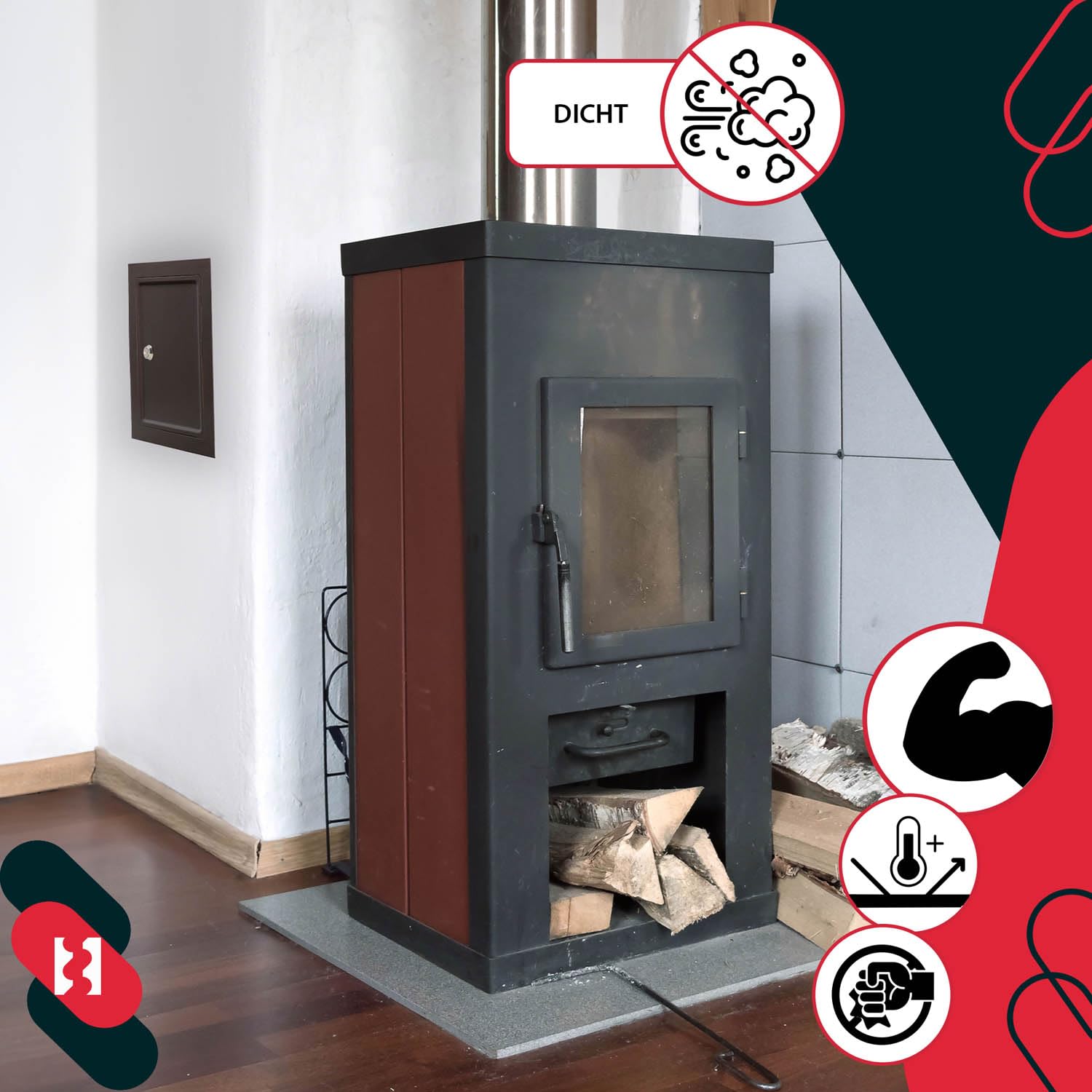 KOTARBAU® Drzwi kominkowe 155 x 205 mm miedziane antyczne drzwi pieca z osłoną termiczną do otwierania za pomocą śrubokręta lub monety
