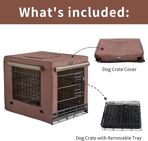 Miniatura 2 de DONORO Kit de jaulas para perros de tamaño pequeño para interiores con cubierta de jaula para perros, perreras de doble puerta y casas para