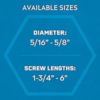 Vista 7 de Tapcon + Anclajes de hormigón de cabeza hexagonal de 3/8 x 2-1/4 pulgadas, 10 unidades, revestimiento climático azul resistente a la corrosión, uso