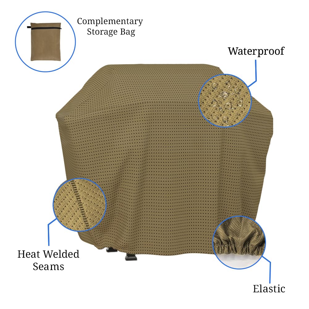 Covers & all Duro Pro - Funda para parrilla de barbacoa con elástico, tela no tejida transpirable de 160 g/m², impermeable, resistente a los rayos UV, ideal para interiores y exteriores (58 pulgadas