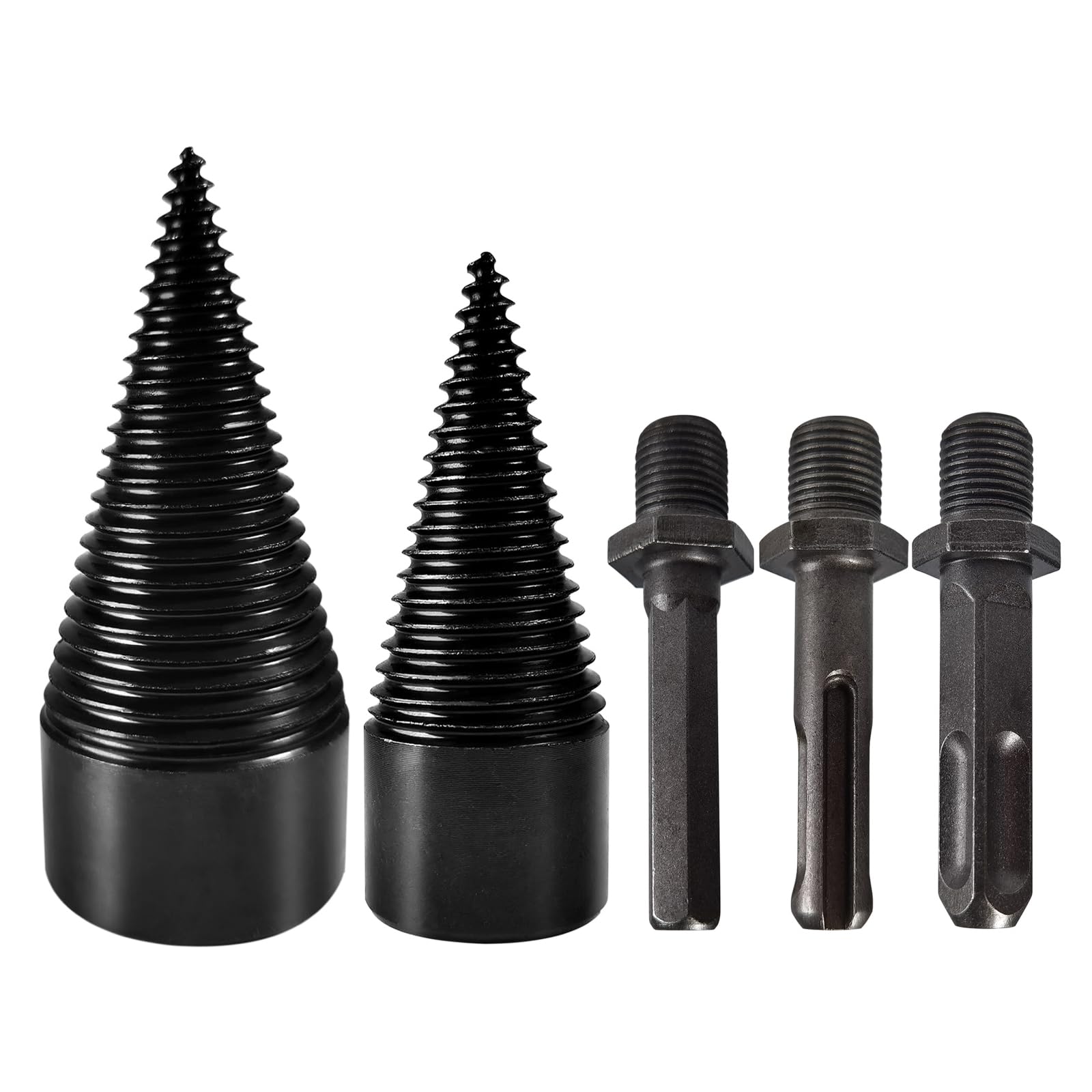 Esparcidor de madera de cono de perforación, 32+42mm, 5 piezas, acero al carbono, para taladro eléctrico, división de leña de calefacción