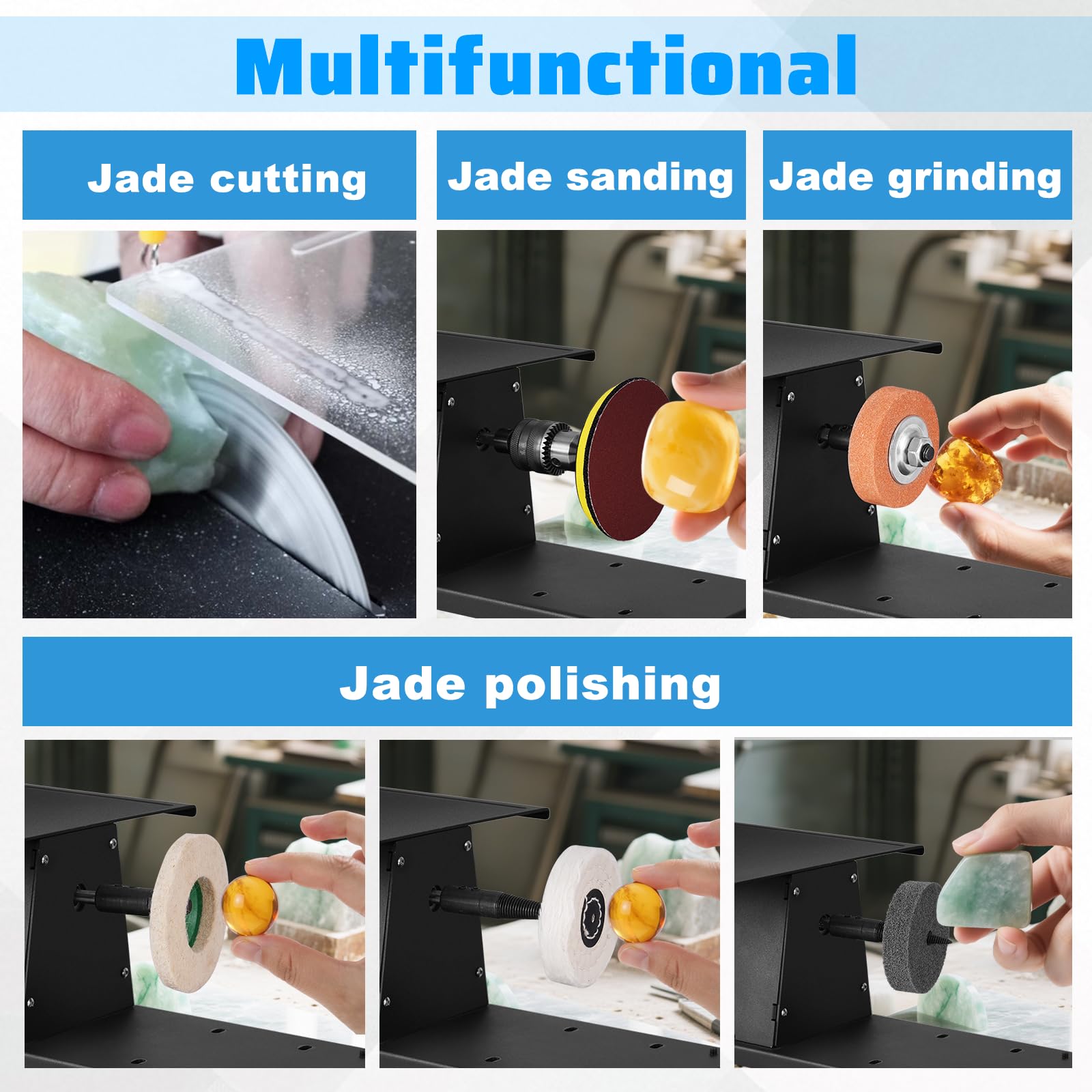 Multifunctional Lapidary Equipment 1850W Jewelry Lapidary Saw Rock Cutting Saw for Stones Lapidary Polisher for Grinding Engraving Polishing Drilling