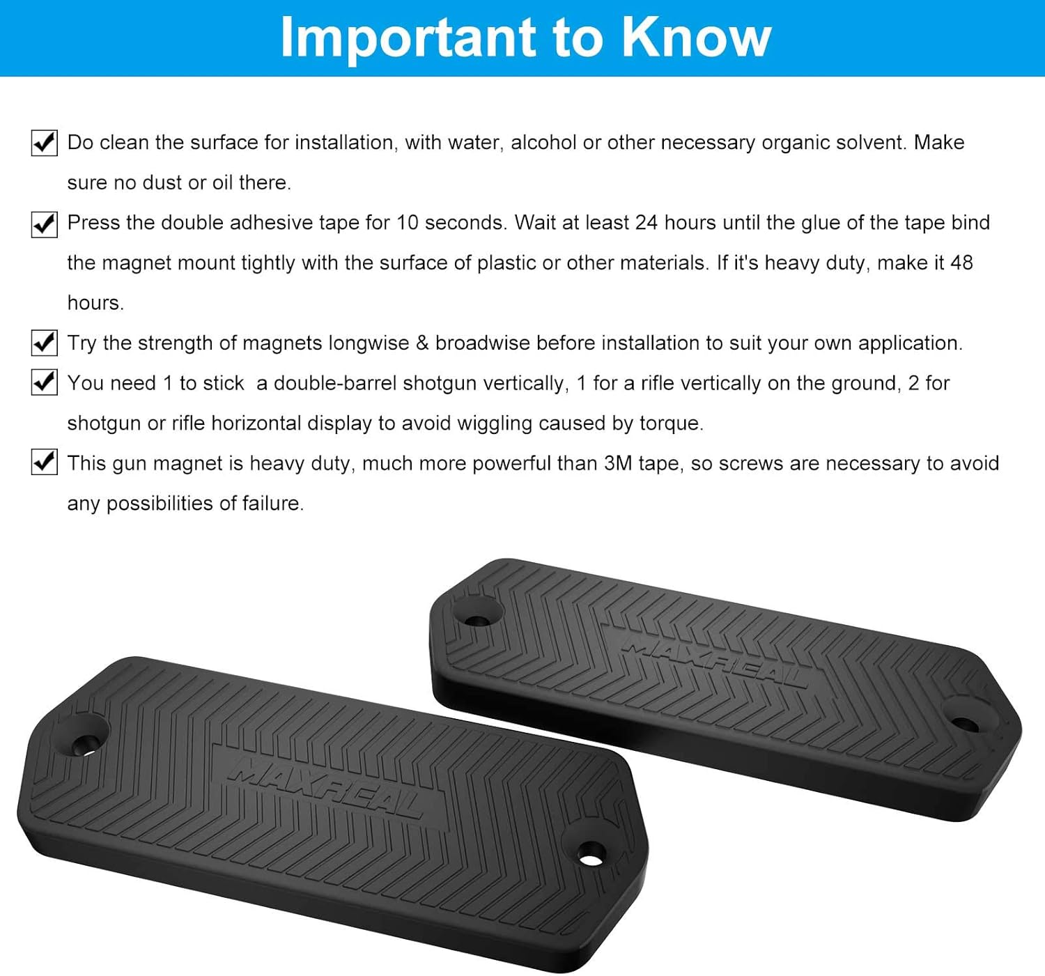 Gun Magnet 60lbs Rated.HQ Rubber Coated Magnetic Pistol Mount & Holster for Vehicle, Truck, Home, Car, Safe, Table & Wall. Tactical Firearm Concealment Holder Accessories (2-Pack)