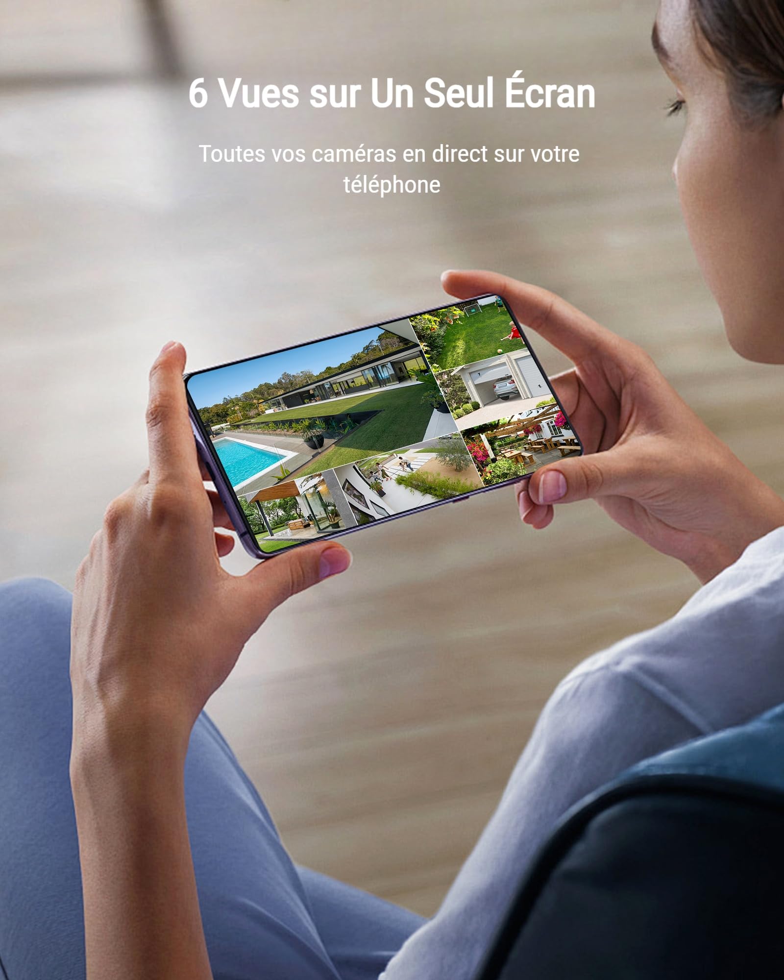 ARCCTV【4MP+360°】Kit Caméra Surveillance WiFi Extérieur, 6CH WiFi-NVR Camera