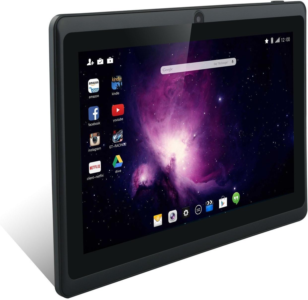 Dragon Touch Y88X Plus 7'' Quad Core Google Android Tablet PC, IPS Display, 8 GB, Bluetooth, Dual Camera, Netflix, Skype, 3D Game Supported - Black